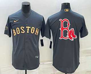 Men%27s Boston Red Sox Big Logo Grey 2022 All Star Stitched Cool Base Nike Jersey->boston red sox->MLB Jersey